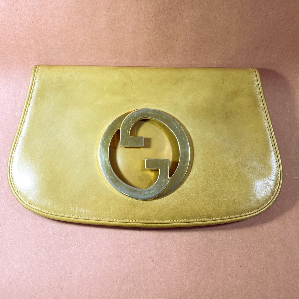 Vintage Gucci1980s Blondie Unicorn Brown leather Gucci Clutch Bag